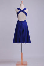 Load image into Gallery viewer, 2024 Straps Sexy Backless Dress Pleated Bodice Short/Mini Chiffon
