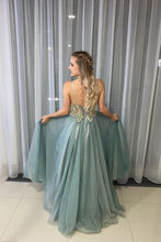Load image into Gallery viewer, A-Line Spagahetti Straps Sweetheart Beades Long Prom Dresses, Evening SRS15619