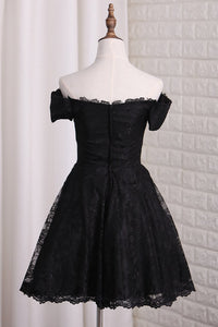 2024 New Arrival Off The Shoulder A-Line Lace Cute Homecoming Dresses