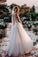 Elegant A Line V Neck Tulle Wedding Dresses With Flowers V Back Beach Wedding SRSPEKH2P28