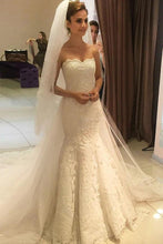 Load image into Gallery viewer, Romantic Lace Appliques Mermaid Sweetheart With Beading Wedding SRS20467