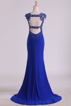 Load image into Gallery viewer, 2024 Prom Dresses Sheath Straps Spandex With Applique Open Back
