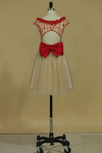 Load image into Gallery viewer, 2024 A Line Homecoming Dresses Scoop Tulle With Beads And Bow Knot