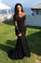 Modset Mermaid Black Long Sleeves Prom Evening Dress with Appliques RS170