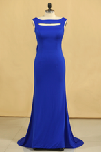 Load image into Gallery viewer, 2024 Plus Size Prom Dresses Square Neckline Sweep Train With Bow-Knot Dark Royal Blue