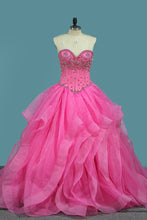 Load image into Gallery viewer, 2024 Organza Sweetheart Ball Gown Quinceanera Dresses With Beading