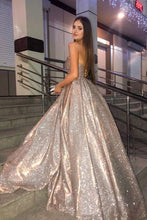 Load image into Gallery viewer, Sparkly Ball Gown Sweetheart Strapless Prom Dresses with Pockets, Dance SRS15673