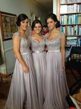 Load image into Gallery viewer, Coral Chiffon Corset Long Bridesmaids Dress Formal Prom Dress RS534