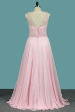 Load image into Gallery viewer, 2024 Scoop A Line Prom Dresses 30D Chiffon With Beads Bodice
