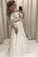 A-line Princess Lace Bodice 3/4 Sleeves Two Pieces Satin Simple Wedding Dresses RS728