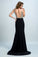 2024 Prom Dresses Full Beaded Bodice Backless Chiffon Sweep Train Black