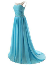 Load image into Gallery viewer, Beaded Straps Bridesmaid Prom Dress with Sparkling Embellished Waist