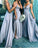 Elegant A Line V Neck Blue Straps Bridesmaid Dresses, Wedding Party SRS15641