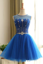 Load image into Gallery viewer, 2024 Scoop Homecoming Dresses A Line Tulle With Beading Lace Up
