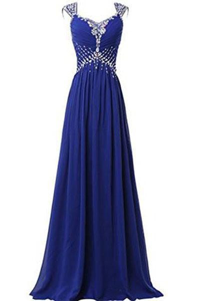 V-neck Prom Gowns Party Dresses Chiffon Long Evening Dresses RS205