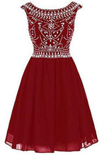 Load image into Gallery viewer, Short Beading Homecoming Chiffon V-back Prom Dresses RS221