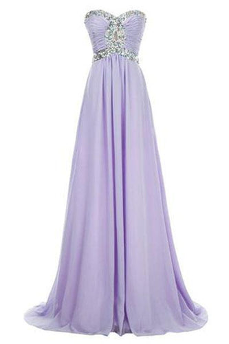 Long Chiffon Prom Dress 2024 Evening Gown Crystal Beaded RS224