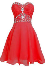 Load image into Gallery viewer, Short Chiffon Strapless Crystal Homecoming Dress D0263