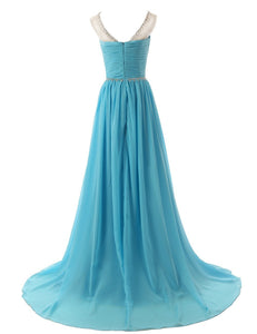 Beaded Straps Bridesmaid Prom Dress with Sparkling Embellished Waist