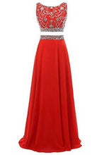 Load image into Gallery viewer, Long Prom Dress 2024 Two Pieces Maxi Chiffon Evening Gowns with Beads RS197