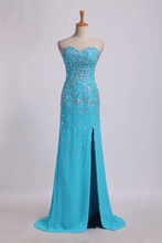 Load image into Gallery viewer, 2024 Prom Dresses Sweetheart Rhinestone Beaded Bodice With Slit