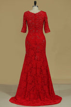 Load image into Gallery viewer, 2024 Mother Of The Bride Dresses Mermaid/Trumpet V Neck With Beads And Applique Lace