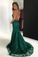 Elegant Straps V Neck Lace Mermaid Long Evening Dresses Prom SRSPS1EG38N