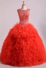 Load image into Gallery viewer, 2024 Scoop Quinceanera Dresses Tulle Ball Gown Floor Length With Beading