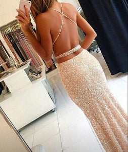 Sweetheart Sequin New Gorgeous Long Sweet 16 Gowns Mermaid Backless Prom Dresses RS20