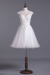 2024 Scoop Homecoming Dresses A Line Tulle With Applique & Beading Short/Mini