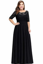 Load image into Gallery viewer, Plus Size Lace Chiffon With Half Sleeves Elegant Long Ball Evening  Dress