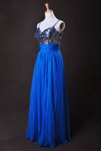 Load image into Gallery viewer, Cheap Prom Dresses Blue A Line Spaghetti Straps Floor Length Chiffon Cz