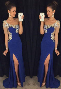 One Shoulder Split Long Chiffon Prom Dresses Evening Dresses RS553