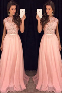 2023 Prom Dresses Scoop A Line Chiffon With Applique Zipper Up