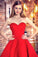 Princess Sweetheart Red Satin with Ruffles Asymmetrical High Low Classic Prom SRS13296