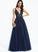 Aiyana Sequins A-Line V-neck Floor-Length Tulle Lace Beading With Prom Dresses