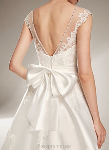 Scoop Beading Wedding Dresses With Luna Neck Satin Sequins Dress Chapel Ball-Gown/Princess Wedding Train