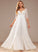 Teagan Lace V-neck A-Line With Chiffon Lace Sequins Dress Ruffle Wedding Floor-Length Wedding Dresses