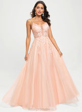 Load image into Gallery viewer, Lena With Scoop Floor-Length Prom Dresses Tulle A-Line Sequins Lace