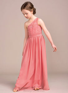 Junior Bridesmaid Dresses One-Shoulder Chiffon A-Line Lace Cameron Floor-Length