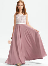Load image into Gallery viewer, Junior Bridesmaid Dresses Thalia Floor-Length V-neck A-Line Lace Chiffon