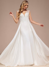 Load image into Gallery viewer, Wedding Dresses Train V-neck Sweep A-Line Emilee Dress Chiffon Lace Wedding