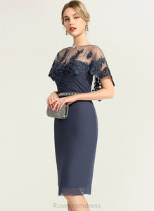 Cocktail Ruffle Camille With Chiffon Sweetheart Knee-Length Dress Sheath/Column Cocktail Dresses Beading