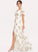 Flower(s) Floor-Length Neckline Length Embellishment A-Line Fabric SplitFront Silhouette V-neck Rylee Natural Waist Bridesmaid Dresses