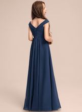 Load image into Gallery viewer, Off-the-Shoulder With Junior Bridesmaid Dresses Chiffon Cristal Ruffles A-Line Floor-Length