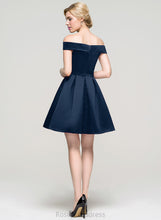Load image into Gallery viewer, A-Line Short/Mini Homecoming Meredith Satin Dress Homecoming Dresses Off-the-Shoulder