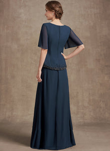 Scoop With of the Bride Mother Nell A-Line Dress Beading Floor-Length Sequins Chiffon Mother of the Bride Dresses Neck