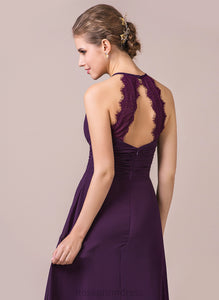 Ruffle Embellishment Fabric Neckline Floor-Length Length Halter Lace A-Line Silhouette Alma Spaghetti Staps Bridesmaid Dresses