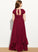 Junior Bridesmaid Dresses Neck Scoop A-Line Chiffon Floor-Length With Cascading Bow(s) Lace Appliques Ruffles Lyric
