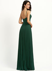 Silhouette V-neck Fabric Length A-Line Embellishment Floor-Length Pleated Neckline Hadassah Bridesmaid Dresses